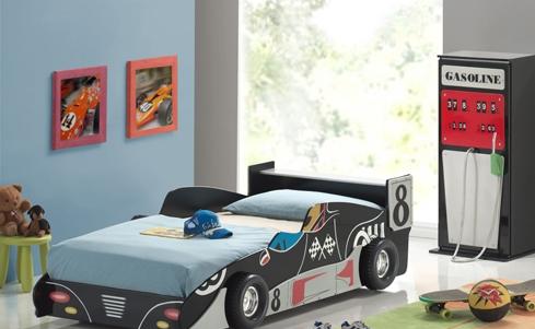 çocuk odası, siyah araba yatak, şık yatak odası