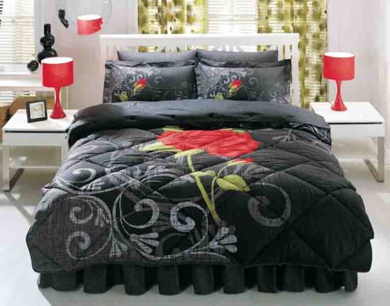uyku seti 2011, gül desenli uyku takımı, siyah yastık modeli