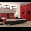 kırmızı yatak odası modeli, asya stil yatak odası örneği
