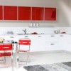kırmızı mutfak dizayn, şık kelebek mutfak dizayn