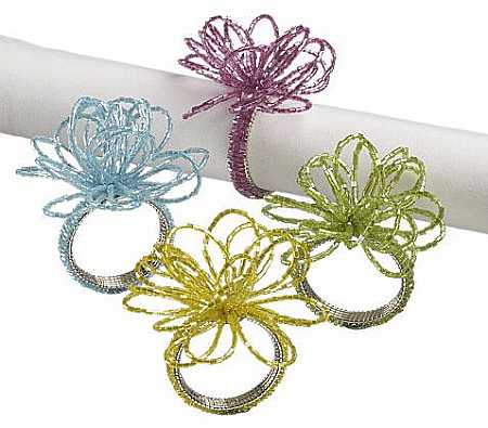 Boncuklu çiçekden modern peçete halka örnekleri