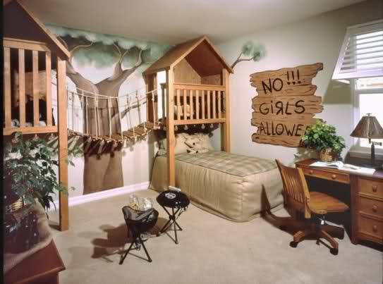 Köprülü farklı tasarım oyun parklı çocuk odası örnekeleri
