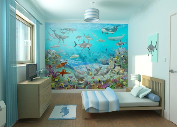 Deniz altı desenli çocuk odası duvar kağıdı örnekleri