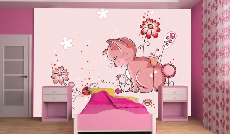 Kedi desenli çocuk odası duvar kağıdı örnekleri