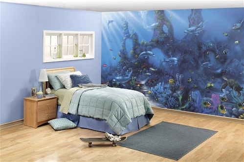 Okyanus desenli çocuk odası duvar kağıdı örnekleri