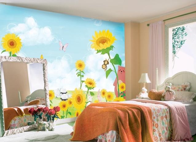 Yaz temalı desenli çocuk odası duvar kağıdı örnekleri