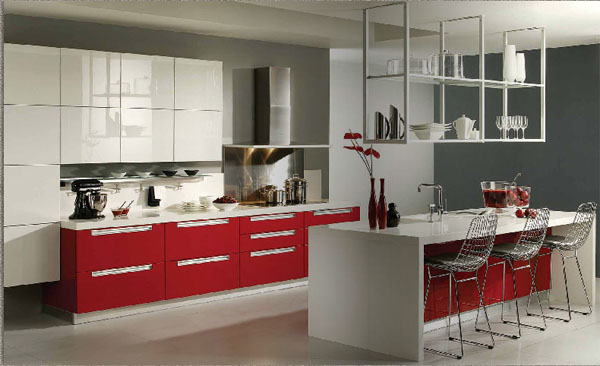 Kırmızı mutfak modeli