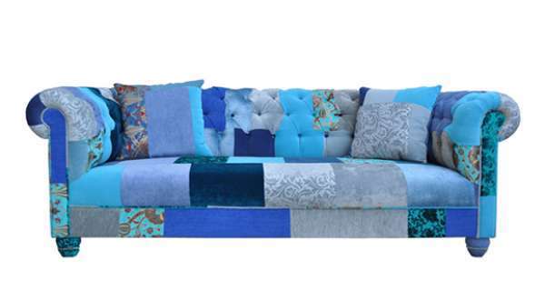 Mavi yastıklı  patchwork koltuk modelleri