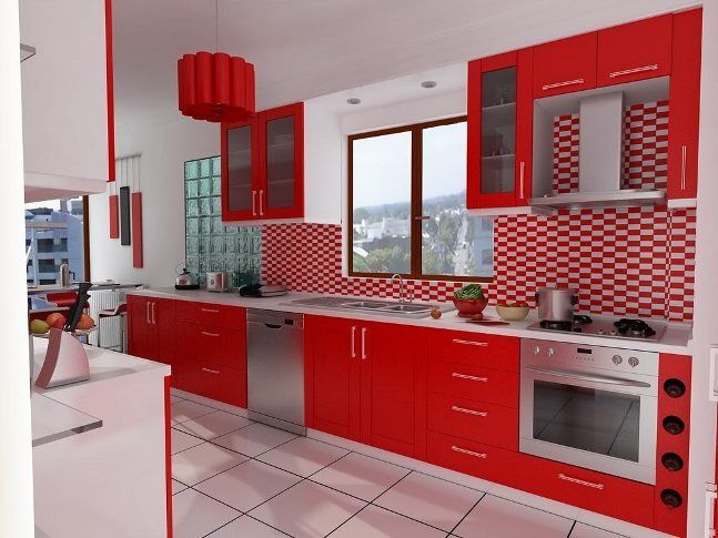 Modern kırmızı mutfak modelleri